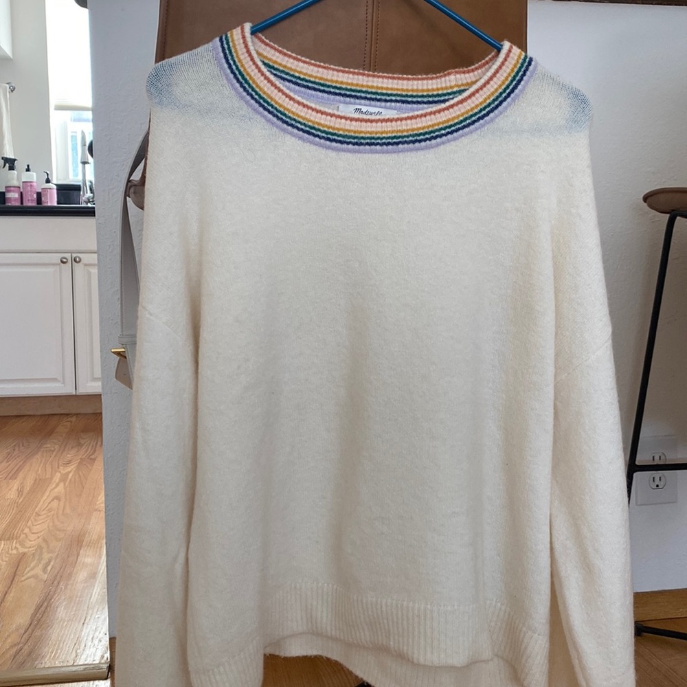 Madewell rainbow striped collar sweater